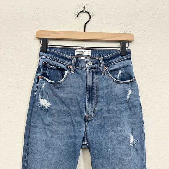 ABERCROMBIE & FITCH The Ankle Straight Jeans Blue Ultra HR Curve Love - Picture 3 of 13
